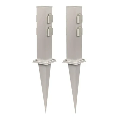 Immagine di ledscom.de 2 x Polly colonna di presa da giardino con picchetto a terra per esterni, IP44, 4 vie, acciaio inox, quadrato, 40cm
