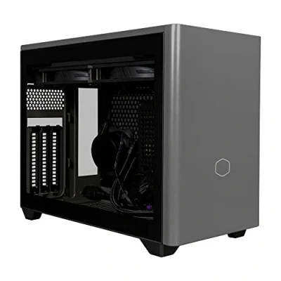 Immagine di Cooler Master MasterBox NR200P MAX Case PC Mini ITX Lato in Vetro Temperato, Dissipatore CPU AIO da 280mm, PSU SFX Gold 80 PLUS 850W (Full Modular), Braccio GPU Verticale e Cavo Riser PCI 4.0 x16