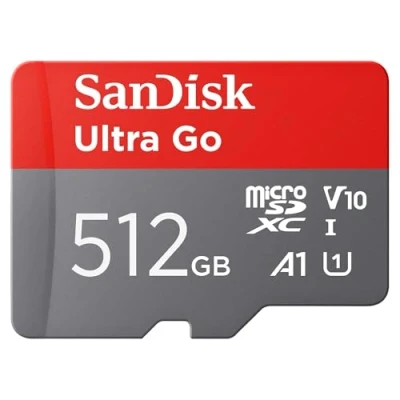 Immagine di SanDisk 512GB Ultra Go scheda microSDXC + adattatore SD (per smartphones e Tablet Android, UHS I, fino a 150 MB/s, Full HD Video, V10, con prestazioni app A1, Class 10, U1) per Amazon