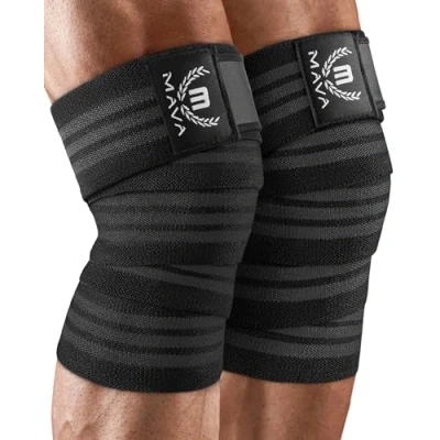 Immagine di Mava Fasce per Ginocchia (Coppia) Uomini e Donne Ginocchiera Sportiva ed Elastica Palestra Compressione da 183 cm