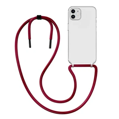 Immagine di MyGadget Cover per iPhone 11 Custodia con Corda Case Cordino Trasparente Antiurto Laccio Tracolla Practical Stylish Bordeaux