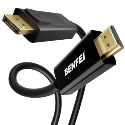Immagine di BENFEI Cavo DisplayPort a HDMI 4K 1,8M, Unidirezionale Computer Monitor, DP 1.2 1.4 compatibile con HP ThinkPad AMD NVIDIA desktop