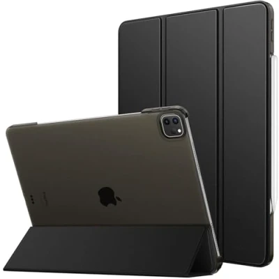 Immagine di MoKo Custodia per iPad Air 13 Pollici 2024/ PRO 12,9 (6a/5a Gen. 2022/2021), Cover Sottile con Retro in PC Rigido Traslucido, Supporta Touch ID e Pencil Pro/2a/USB C, Nero