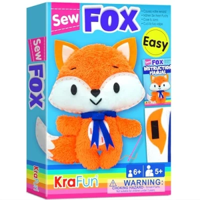 Immagine di KRAFUN Kit da Cucire Animali Volpe per Bambini Principianti My First Art &amp; Craft, Include Bambola Peluche, Istruzioni e Materiali in Feltro di Peluche Imparare a Cucire, Ricamo