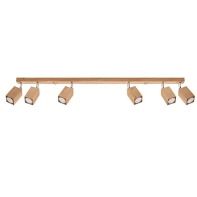 Immagine di SOLLUX lighting Lampada da Soffitto Legno Rovere Colore Design per Camera Letto Soggiorno Stile Scandinavo GU10 A++ E 120/5/20 cm 6x Sorgente Luminosa Keke 6120/5/20 6
