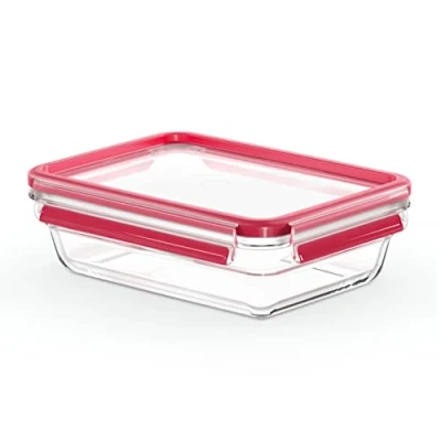 Immagine di Emsa, Contenitore Salvafreschezza Clip&amp;Close 1.1Litri, Contenitori Ermetici per Alimenti, Vetro Rettangolare con Chiusura Ermetica e Coperchio, Pratico Sicuro, Trasparente