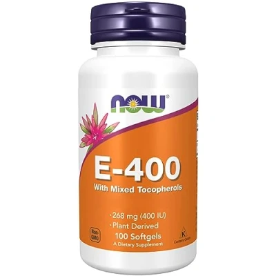 Immagine di Now Foods, Vitamin E 400 UI, D alfa Tocoferolo, Altamente Dosato, 100 Capsule molli, Testato in Laboratorio, Senza Glutine, Soia, Non OGM