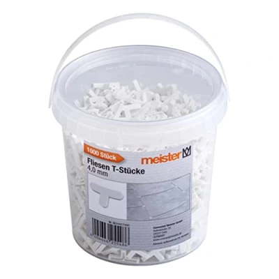 Immagine di Meister Piastrelle a T da 4,0 mm, set pratico 1000 pezzi, in robusto polipropilene, colore bianco, accessorio per piastrelle, supporto la posa delle croce fughe, 4427300