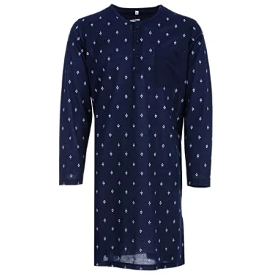Immagine di LUCKY Camicia da notte uomo a maniche lunghe 1/1 con tasca sul petto, blu navy, M