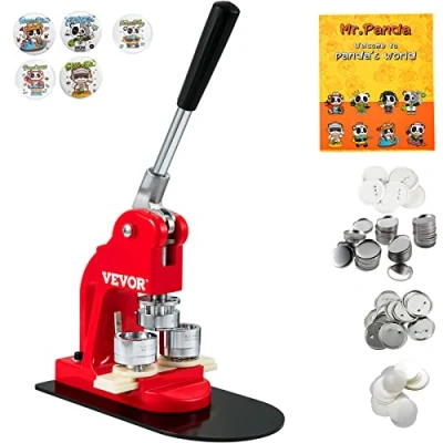 Immagine di VEVOR Kit per Fustellatrice Manuale di Badge Spillo Bottoni Modelli Diametro 32mm, Punzonatrice in Ferro ABS Fai da Te con Accessori Completi 32mm