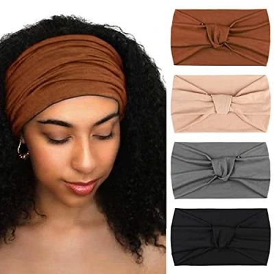 Immagine di DRESHOW 4 Pezzi Fasce per Capelli Donna Elastica Turbante Fascia Cerchietti Annodato Accessori
