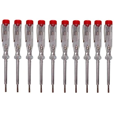 Immagine di H + Werkzeug 45200 tester standard 10 x di tensione/tester fase fino a 250 V GS testato secondo VDE 0680 Made in Germany, trasparente/rosso, 140 mm