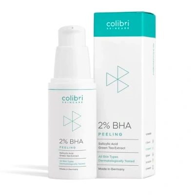 Immagine di colibri skincare 2% BHA Peeling viso chimico esfoliante con acido salicilico tutti i tipi di pelle, specialmente grassa e mista scrub donna uomo 30 ml