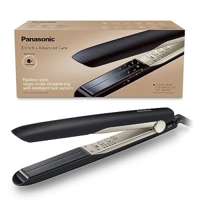 Immagine di Panasonic EH HS0E Piastra per Capelli con Sensori Termici Intelligenti, Tecnologia NANOE Idratati e Lucenti, in Ceramica, Riscaldamento Rapido