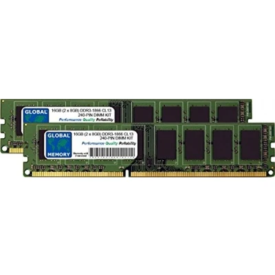 Immagine di GLOBAL MEMORY 16 GB (2 x 8 GB) DDR3 1866 MHz PC3 14900 240 PIN DIMM Memoria RAM Kit per PC Desktop/schede Madri