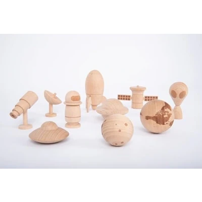 Immagine di TickiT Space, Moon, Rocket, Spaceship, Astronaut 73476 Set Avventura Spaziale in Legno, Colore Naturale