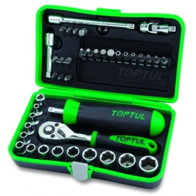 Immagine di TOPTUL GADW4101 Set bussole 41 Intaglio a croce (PH), Esagonale, Pozidriv (PZ), Torx, Torx TR, 1/4 con funzionalità cricco
