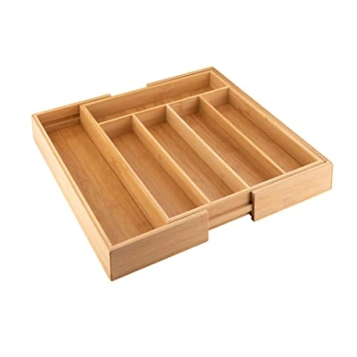 Immagine di axentia portaposate da cassetto estensibile con 5 fino a 7 scomparti, vassoio in bambù, ca. 31 48,5 x 5,5 37 cm, colore del legno