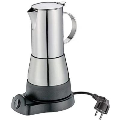 Immagine di cilio Caffettiera elettrica AIDA per 6 tazze di caffè espresso (300 ml) in acciaio inox anche i viaggi, campeggio con funzione mantenimento del caldo 480 W