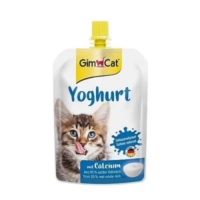 Immagine di GimCat Yoghurt, Snack per gatti composto da latte intero genuino a basso contenuto di lattosio e calcio ossa sane, 1 sacchetto, x 150 g