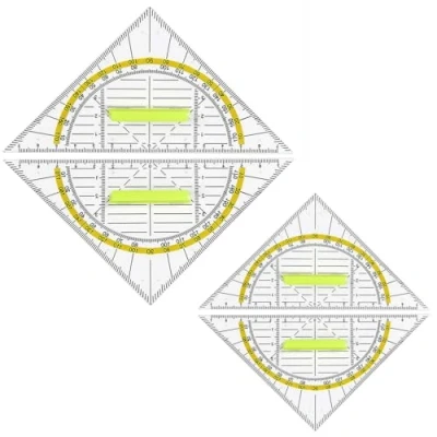 Immagine di iCovalescent 4 Pezzi Geometria Triangolo, con Manico Rimovibile, di Triangolo in Plastica Trasparente, Adatto per Studente Ufficio Designer Pittura(16cm, Giallo)