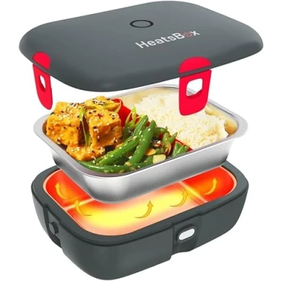 Immagine di Faitron HeatsBox DRIVE Lunch Box Elettrico per Auto Scaldavivande Controllato tramite App, Ciotola in Acciaio Inox a Prova di Perdite, Design Resistente Pasti Fuori Casa, Compatibile con 12/24V