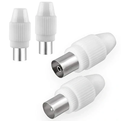 Immagine di HB DIGITAL Set di 2 connettori e prese per visione via cavo, radio DVB C T2, antenne TV IEC (maschio femmina) cavo antenna coassiale, BK impianti HQ 4K UHD