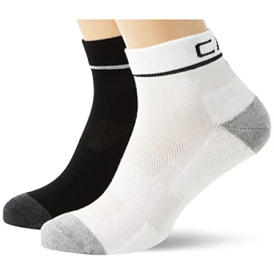 Immagine di CMP, Confezione doppia di calzini da corsa in cotone, Bianco Nero, 43/45