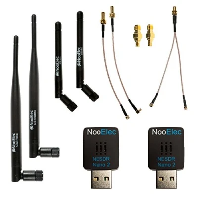 Immagine di Dual Band NESDR Nano 2 ADS B Bundle Compatibile con Stratux e altre applicazioni SDR. Include Programmed &amp; Calibrato SDR, 4 Antenne da 978MHz (UAT) 1090MHz (ADSB) Adattatori Cavi