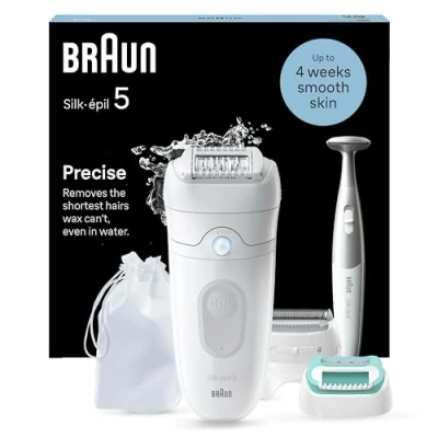Immagine di Braun Silk épil 5 Depilatore Donna, Epilatore Elettrico Donna Per Una Epilazione Semplice, Wet &amp; Dry, Pelle Liscia a Lungo, Con Testina Rasoio Cappuccio Rifinitore, Prime