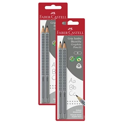 Immagine di Faber Castell Matite 111997 2 Jumbo Grip, livello di durezza: B, colore del fusto: argento (2 confezioni)