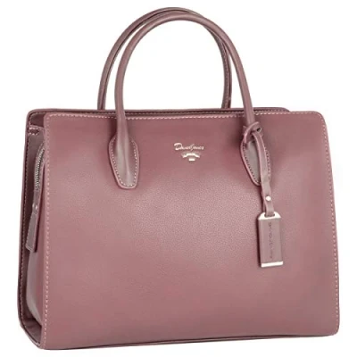 Immagine di David Jones Borsa a Mano, Spalla con Tracolla, Donna Tote Shopper Bag Grande in PU Pelle Molte Tasche Rosa