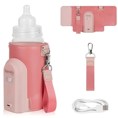 Immagine di LIONELO Thermup Go Evo Scaldalatte Portatile per biberon Neonati, Mantiene Liquidi caldi, 5 Temperature operative da 38 a 50C Ricarica USB C, Fino 9 Ore di Funzionamento (Rosa Corallo, EVO)