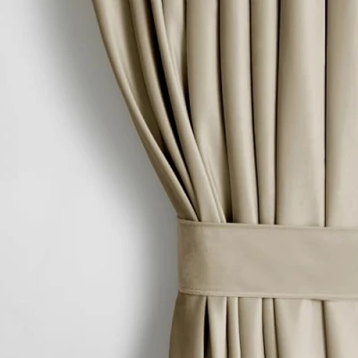 Immagine di AmeliaHome, Tenda in velluto, 140 x 270 cm, beige, 1 unità oscurante con occhielli, decorazione per finestre, semplice e luminosa.
