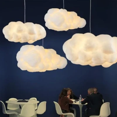 Immagine di GUANSHAN Simulazione Nuvola Lampadario Creativo di Cotone Soffitto Decorativa Lampada Da Sospensione Per Camera Letto, Sala Pranzo