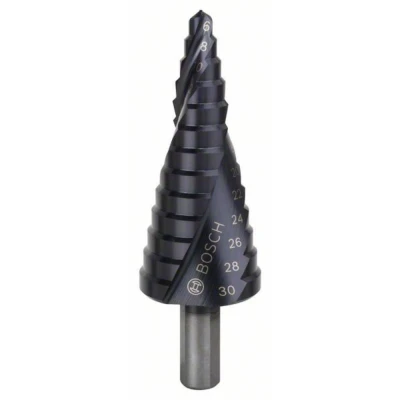 Immagine di Bosch Accessories 2608588067 HSS Punta a gradini 6 30 mm TiAIN Lunghezza totale 93.5 Alberino 3 facce 1 pz.