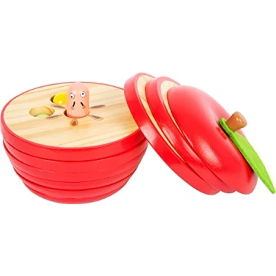 Immagine di Small Foot 11915 didattico Logistecca Mela, con Simpatico Bruco colorato, Gioco d&#039;incastro, per Bambini dai 3 Anni Toys, Multicolore,