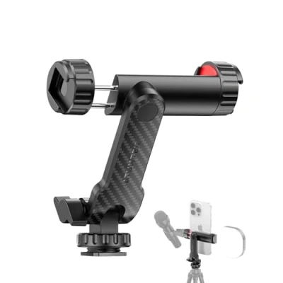 Immagine di ATUMTEK adattatore di montaggio del treppiede per telefono, smartphone con 2 zoccoli freddi e una vite da 1/4&quot;, girevole a 360 pinza telefono treppiede, supporto