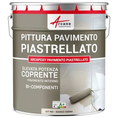 Immagine di Vernice Pavimenti Piastrellati Arcapoxy Pavimento Piastrellato 1 kg (fino a 5 m² in 2 strati) RAL 9001 Bianco Crema ARCANE INDUSTRIES