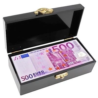 Immagine di Contenitore di cassa con serratura in acrilico nero, Salvadanaio per contanti, Supporto denaro, Organizzatore Vassoio valuta a fila singola, Scatola immagazzinaggio dei soldi