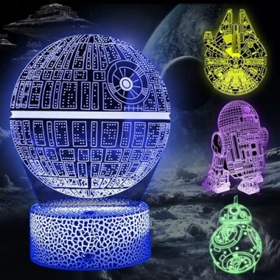 Immagine di 3D Illusion Lampada Regalo, 4 Modelli 16 Colori LED Luce Notturna con Telecomando, Luci Notte Decorativa Regali per Bambini Ragazzi Fans