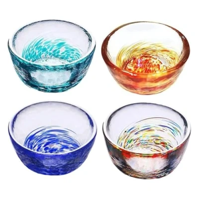 Immagine di esmen Set di Tazze da Sake in Vetro Cristallo colorato 4 Pezzi Vino Piccole tè 40 ml Bicchieri Giapponese