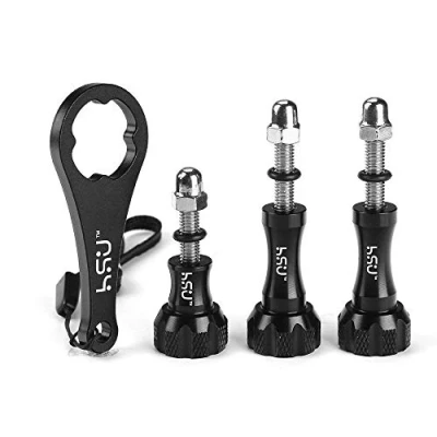 Immagine di HSU Set di viti a testa zigrinata in alluminio + chiave per GoPro Hero 11/10/9/8/7/6/5/4/3+/3/GoPro Max (nero, 3 pezzi)