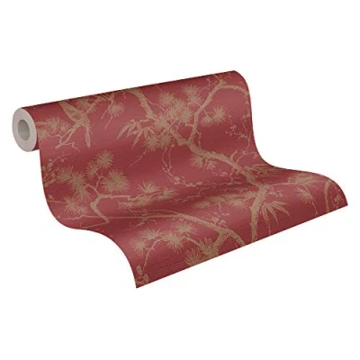 Immagine di Carta da parati Floreale Mio Tokio Metropolitan Stories 2 A.S. Création tessuto non 10.05 m x 0.53 Metallico Rosso Prodotto in Germania 378671 37867 1