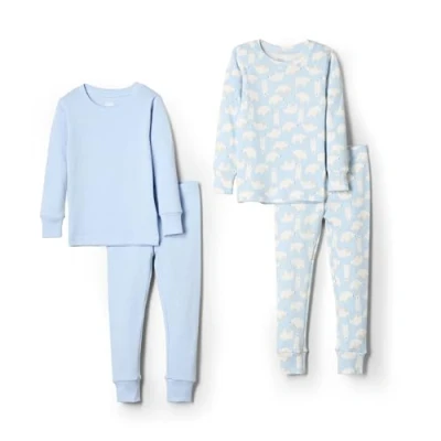 Immagine di Amazon Essentials x Sofia Grainge Pigiami in Cotone Aderenti Unisex Bimbi, Pacco da 2, Blu Chiaro/Orsi Polari, 24 Mesi
