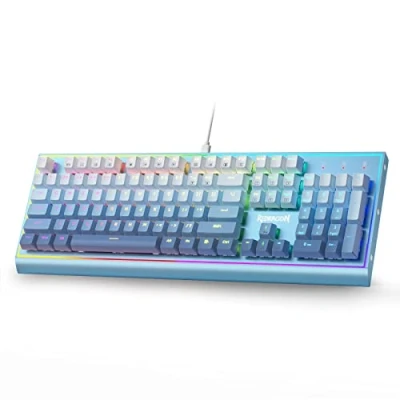 Immagine di Redragon tastiera da gioco K654 RGB, meccanica cablata a 104 tasti con telaio in alluminio ponderato, presa sostituibile caldo aggiornata, interruttore rosso e di colore misto,