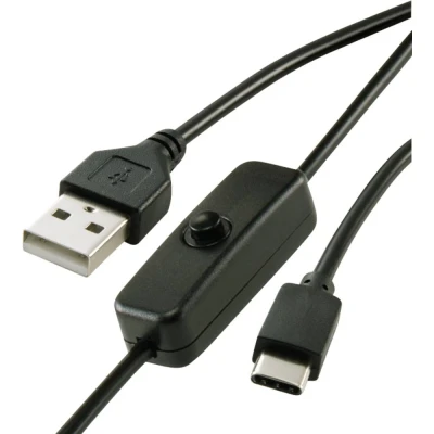 Immagine di Renkforce Cavo di alimentazione Raspberry Pi [1x spina A USB 2.0 1x C®] 1.00 m Nero incl. interruttore on/off