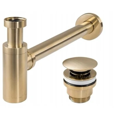 Immagine di Rea Sifone CON SCARICO Lavabo Universale CLICK CLACK ORO OPACO in Ottone per e Bagno (Oro)