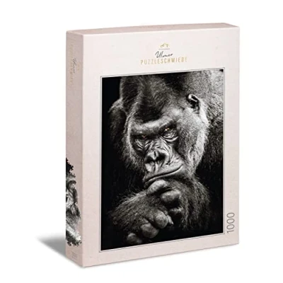 Immagine di Ulmer Puzzleschmiede Puzzle &quot;Gorilla&quot; Motivo animale con potente gorilla in bianco e nero