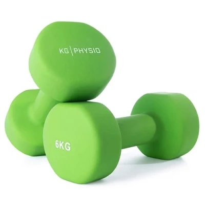 Immagine di KG Physio Pesi Palestra, Kit di 2 Manubri Palestra con Rivestimento in Neoprene, Impugnatura Confortevole, Accessori tecnologia Anti Rotolamento, Poster A3 Esempi Esercizi Fitness